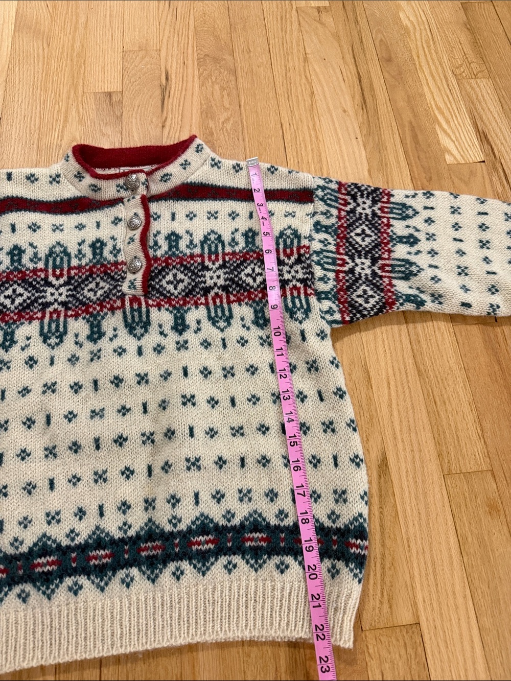 Vintage L.L. Bean Wool Fair Isle Nordic Sweater Sz M - Picture 4 of 6